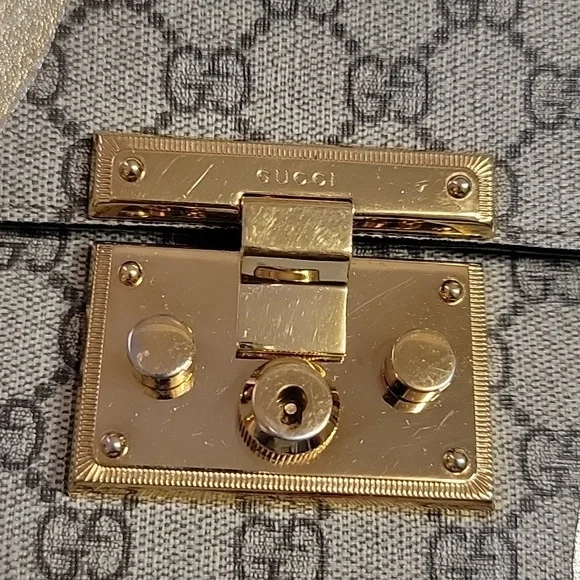 GUCCI Tricolor GG Supreme Canvas And Leather Medium Padlock Shoulder Bag - Picture 6 of 16